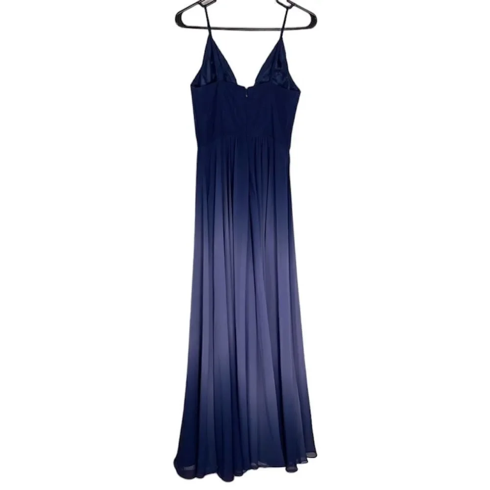 NWT Aqua‎ Blue Ombre Evening Gown Long Dress Size 2